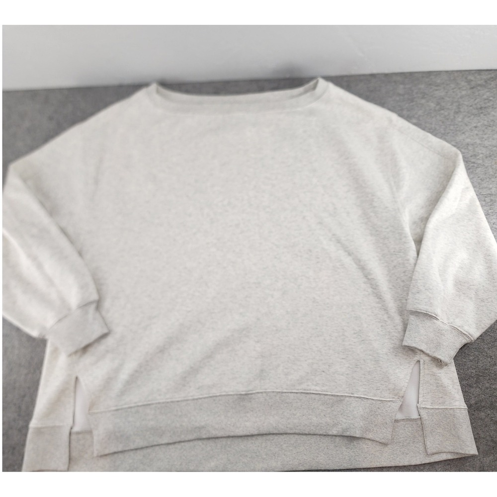 Fabletics Light Gray Heather Side Slit Oversized Pullover Sweatshirt XXL